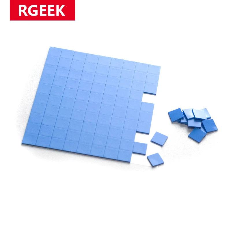 RGEEK 100 Pcs Blue 10mm*10mm GPU CPU Heatsink Cooling Conductivity 6.0 W Silicone Pad Processor Accessories Thermal Pad