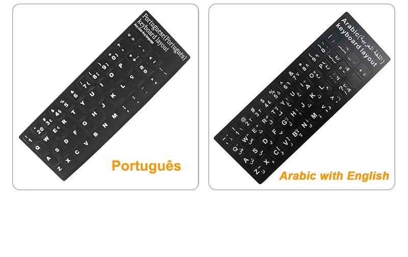 Russian French English Arabic Spanish Portuguese Hebrew Keyboard Stickers Letter Alphabet Layout Sticker For Laptop Desktop PC - PST PS Tradings