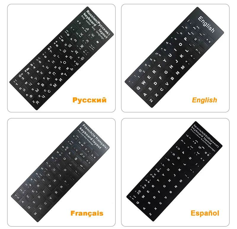 Russian French English Arabic Spanish Portuguese Hebrew Keyboard Stickers Letter Alphabet Layout Sticker For Laptop Desktop PC - PST PS Tradings