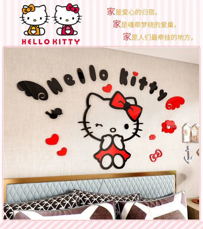 Sanrio Hello Kitty Wall Stickers 3d Three-dimensional Girl Cute Painting Room Layout Bedroom Bedside Decorative Stickers - PST PS Tradings