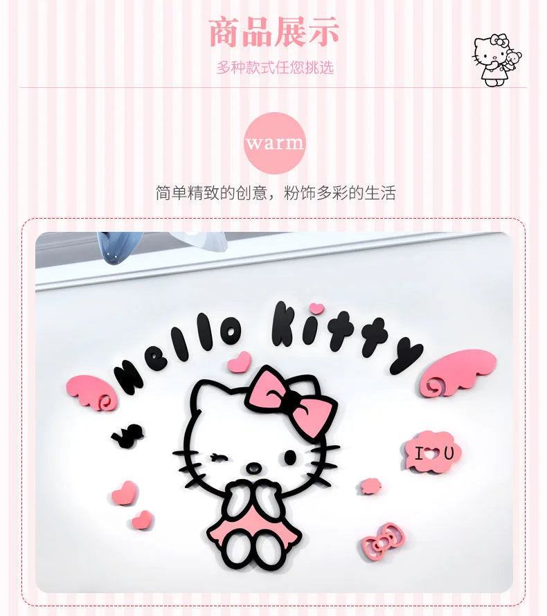 Sanrio Hello Kitty Wall Stickers 3d Three-dimensional Girl Cute Painting Room Layout Bedroom Bedside Decorative Stickers - PST PS Tradings