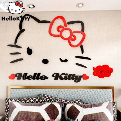 Sanrio Hello Kitty Wall Stickers 3d Three-dimensional Girl Cute Painting Room Layout Bedroom Bedside Decorative Stickers - PST PS Tradings