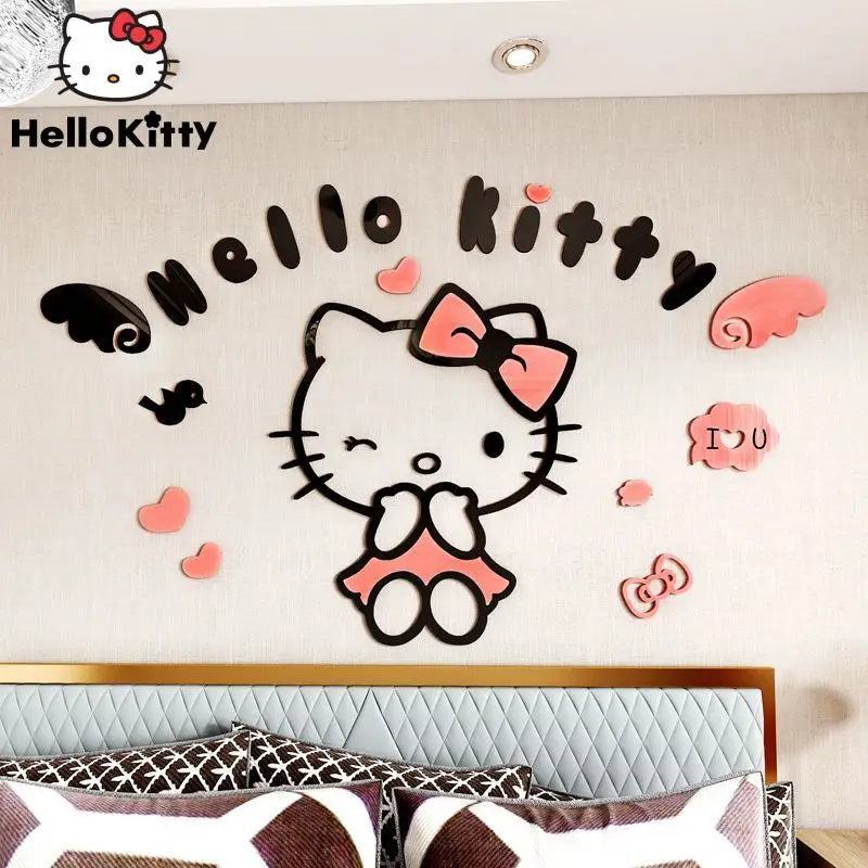 Sanrio Hello Kitty Wall Stickers 3d Three-dimensional Girl Cute Painting Room Layout Bedroom Bedside Decorative Stickers - PST PS Tradings