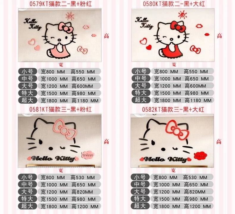 Sanrio Hello Kitty Wall Stickers 3d Three-dimensional Girl Cute Painting Room Layout Bedroom Bedside Decorative Stickers - PST PS Tradings