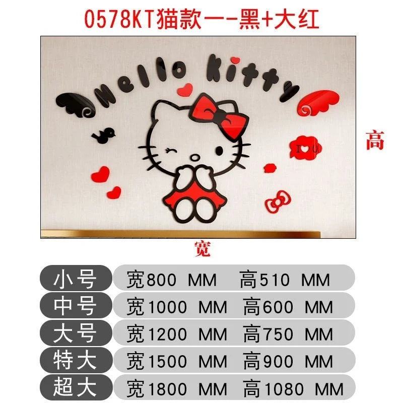 Sanrio Hello Kitty Wall Stickers 3d Three-dimensional Girl Cute Painting Room Layout Bedroom Bedside Decorative Stickers - PST PS Tradings