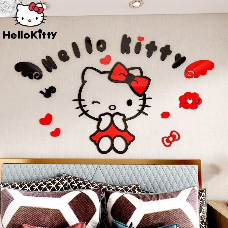 Sanrio Hello Kitty Wall Stickers 3d Three-dimensional Girl Cute Painting Room Layout Bedroom Bedside Decorative Stickers - PST PS Tradings