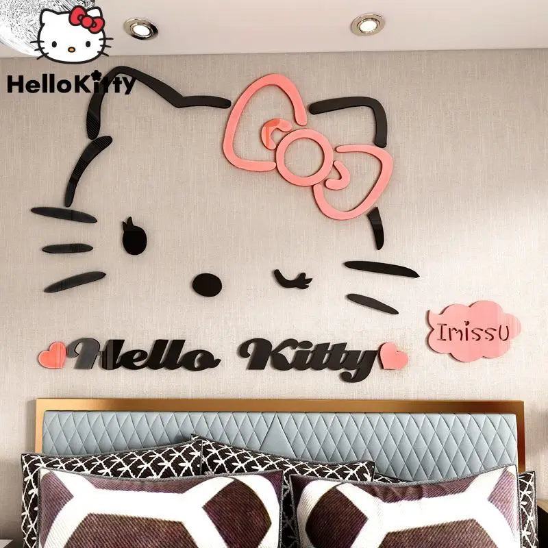 Sanrio Hello Kitty Wall Stickers 3d Three-dimensional Girl Cute Painting Room Layout Bedroom Bedside Decorative Stickers - PST PS Tradings