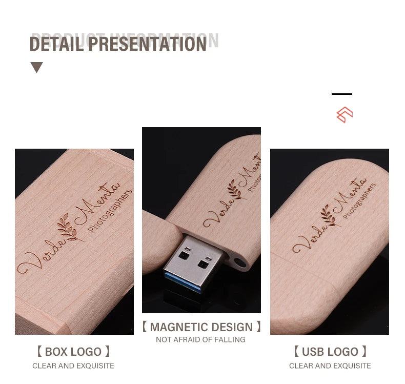 SHANDIAN Free LOGO Wooden + Box USB 2.0 Pen drive 4GB 16GB 32GB 64GB Flash Drive Memory stick wedding Photography Gift U Disk