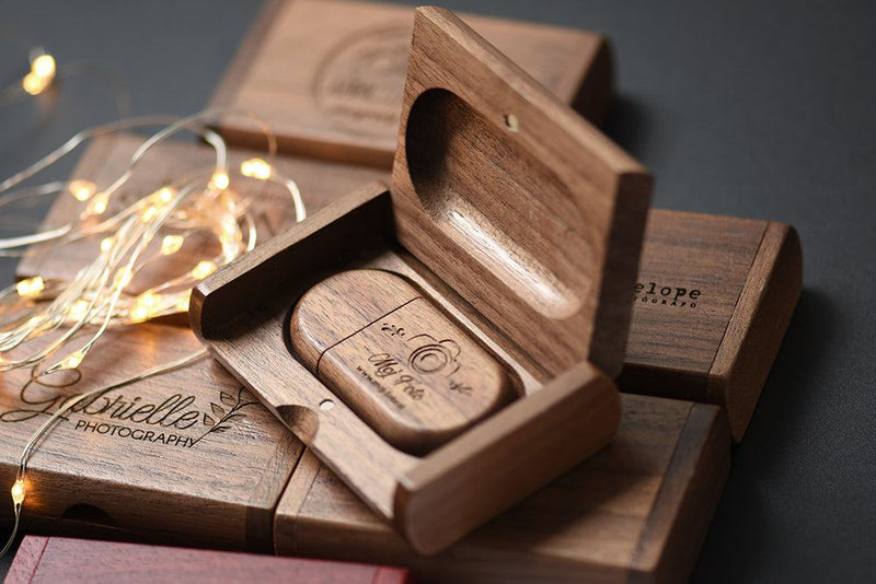 SHANDIAN Free LOGO Wooden + Box USB 2.0 Pen drive 4GB 16GB 32GB 64GB Flash Drive Memory stick wedding Photography Gift U Disk