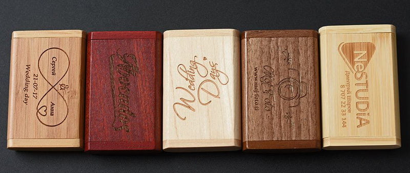 SHANDIAN Free LOGO Wooden + Box USB 2.0 Pen drive 4GB 16GB 32GB 64GB Flash Drive Memory stick wedding Photography Gift U Disk