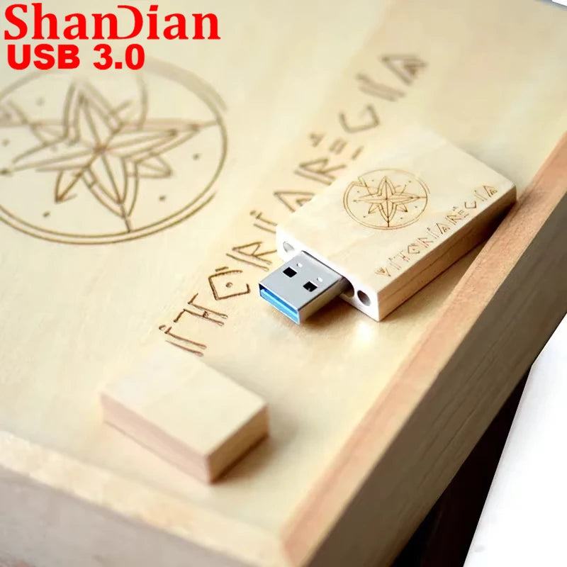 SHANDIAN Wood Album Style High Speed USB 3.0 4GB 8GB 16GB Fashion Gift 32GB 64GB USB+BOX Wedding Photography Free Custom LOGO - PST PS Tradings