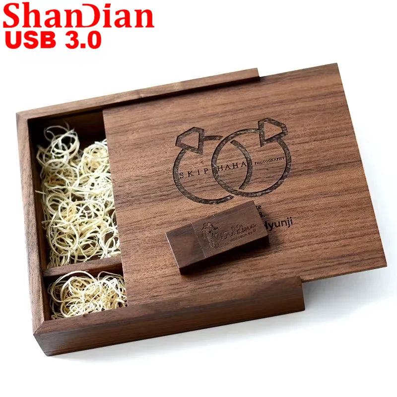 SHANDIAN Wood Album Style High Speed USB 3.0 4GB 8GB 16GB Fashion Gift 32GB 64GB USB+BOX Wedding Photography Free Custom LOGO - PST PS Tradings