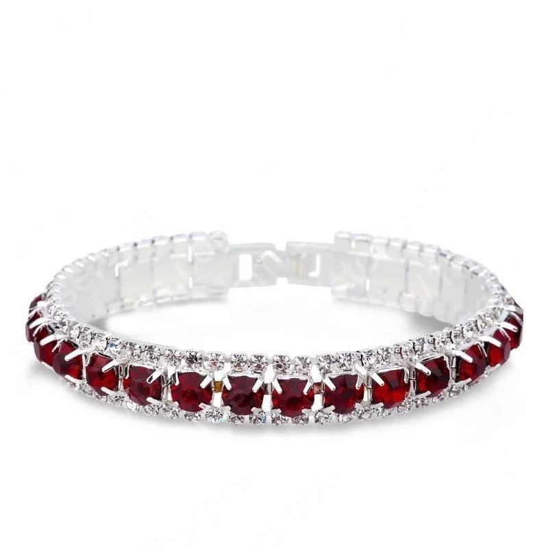 Silver Women Classic Jewelry Red Cubic Zircon Bracelet& Bangle present - PST PS Tradings