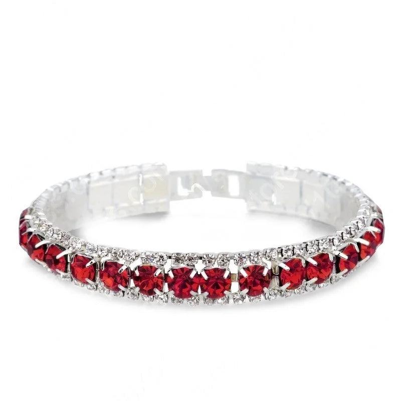 Silver Women Classic Jewelry Red Cubic Zircon Bracelet& Bangle present - PST PS Tradings