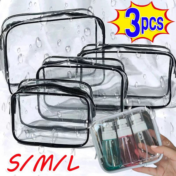 Simple Transparent Cosmetic Bag PVC Waterproof Clear Makeup Storage Case Travel Make Up Organizer Pouch Bath Toiletry Wash Bag - PST PS Tradings