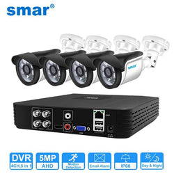 Smar 5 in 1 AHD Camera Kit 5MP 1080P  Video Recorder Surveillance System Outdoor Security 4CH CCTV System Camera Email Alarm - Property & Safety Tradings