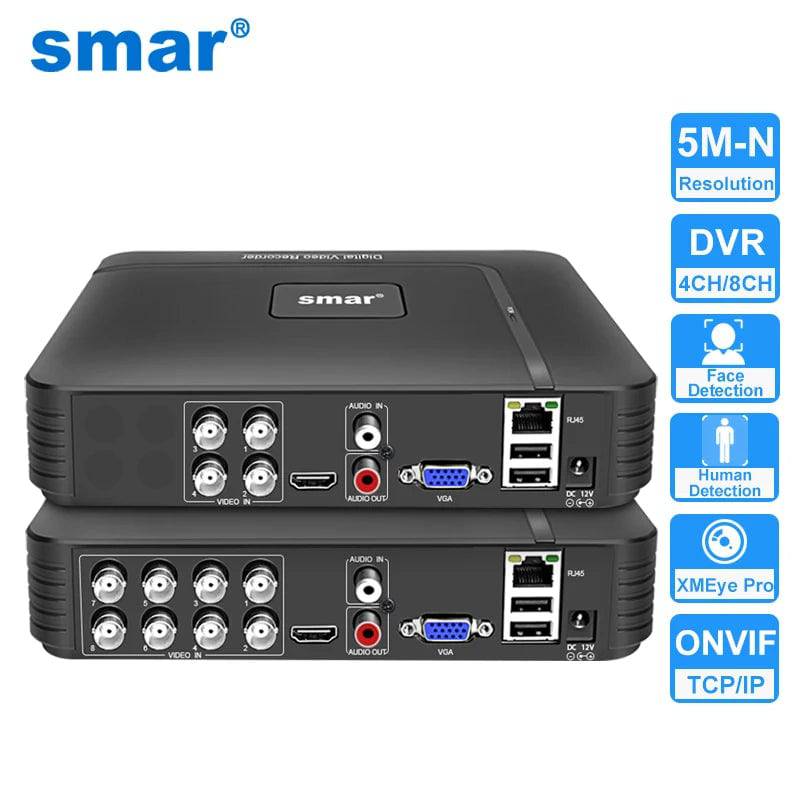 Smar H.265 4CH/8CH CCTV DVR 5M-N 5 in 1 AHD CVI TVI CVBS IP Camera Hybrid Digital Video Recorder Home Security System Onvif NVR - Property & Safety Tradings