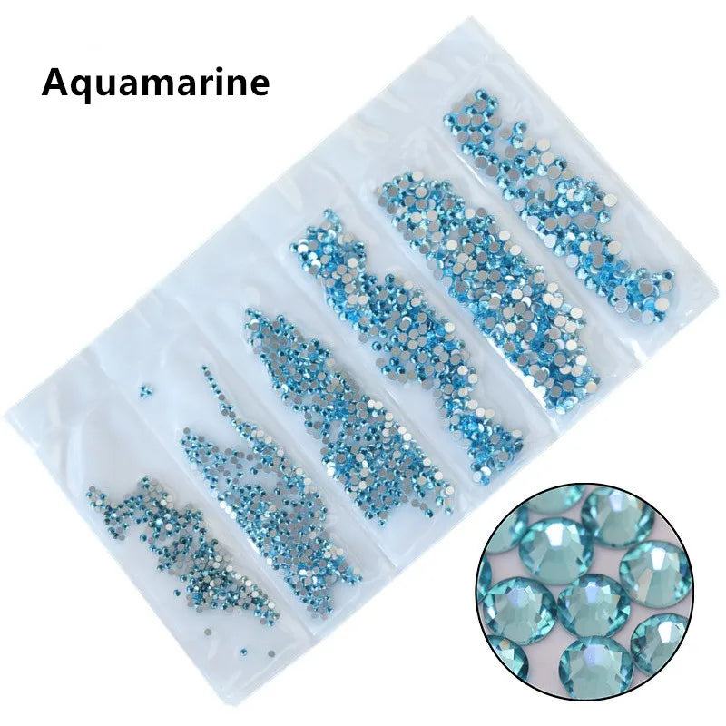 SS3-SS10 1200pcs Mix Sizes Pink/Green/Blue/White Opal Glass Nail Rhinestone Glitter Strass Nail Art Rhinestone Decorations