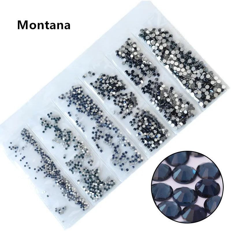 SS3-SS10 1200pcs Mix Sizes Pink/Green/Blue/White Opal Glass Nail Rhinestone Glitter Strass Nail Art Rhinestone Decorations