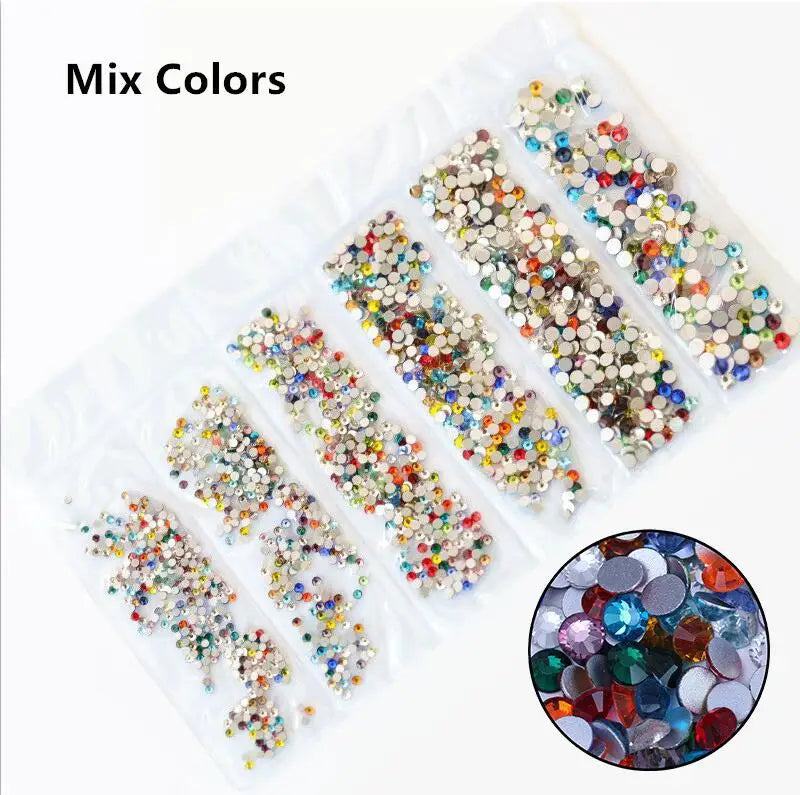 SS3-SS10 1200pcs Mix Sizes Pink/Green/Blue/White Opal Glass Nail Rhinestone Glitter Strass Nail Art Rhinestone Decorations