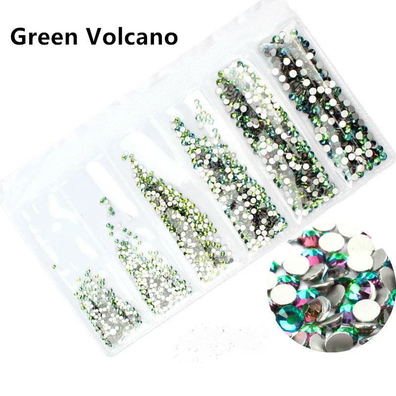 SS3-SS10 1200pcs Mix Sizes Pink/Green/Blue/White Opal Glass Nail Rhinestone Glitter Strass Nail Art Rhinestone Decorations