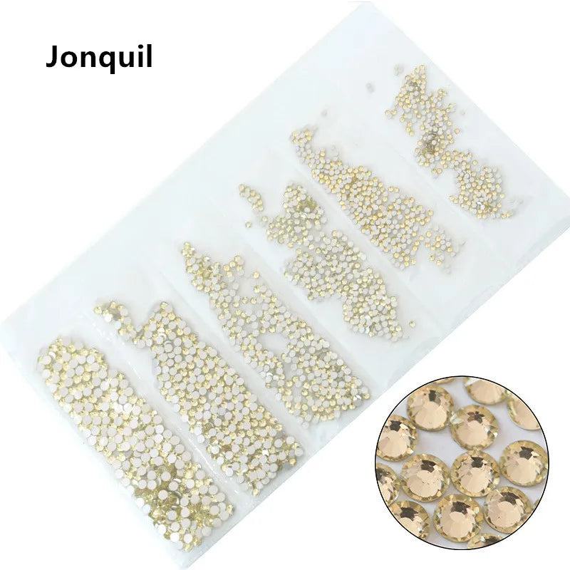 SS3-SS10 1200pcs Mix Sizes Pink/Green/Blue/White Opal Glass Nail Rhinestone Glitter Strass Nail Art Rhinestone Decorations