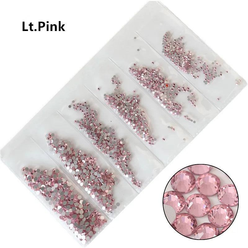 SS3-SS10 1200pcs Mix Sizes Pink/Green/Blue/White Opal Glass Nail Rhinestone Glitter Strass Nail Art Rhinestone Decorations