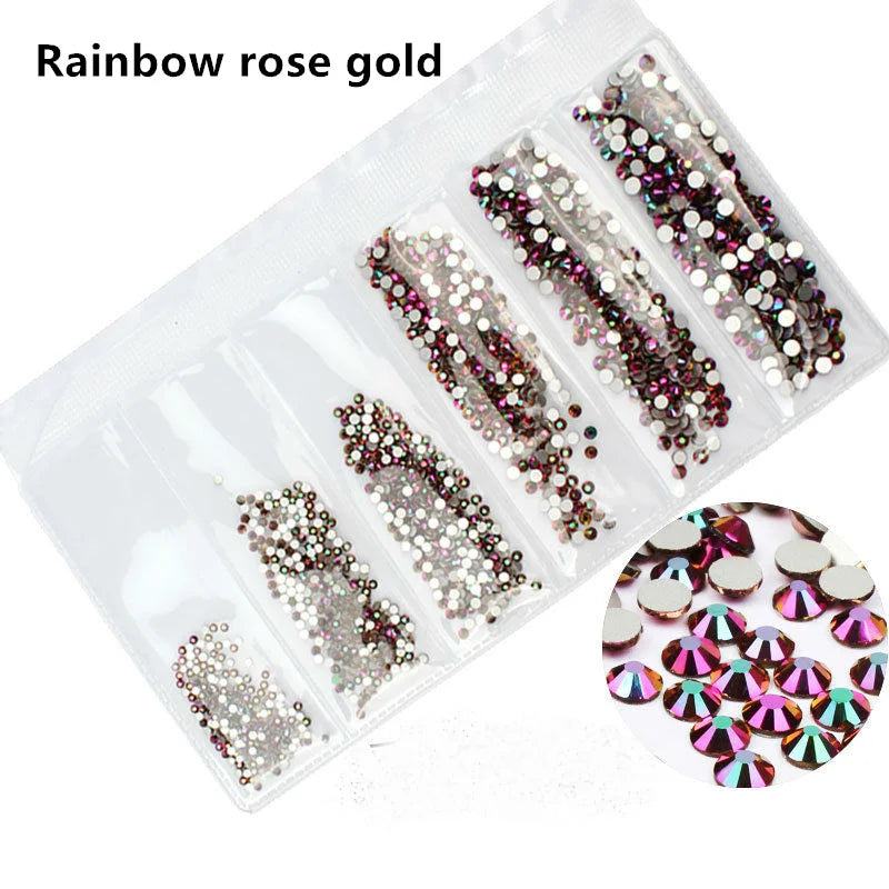 SS3-SS10 1200pcs Mix Sizes Pink/Green/Blue/White Opal Glass Nail Rhinestone Glitter Strass Nail Art Rhinestone Decorations