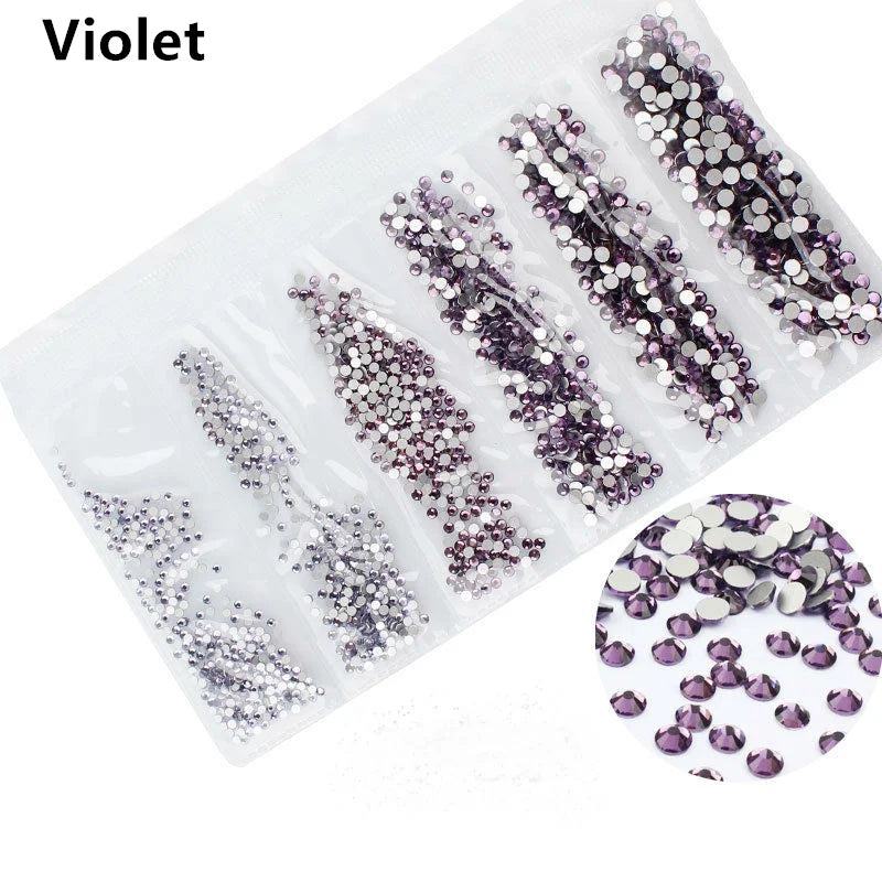 SS3-SS10 1200pcs Mix Sizes Pink/Green/Blue/White Opal Glass Nail Rhinestone Glitter Strass Nail Art Rhinestone Decorations