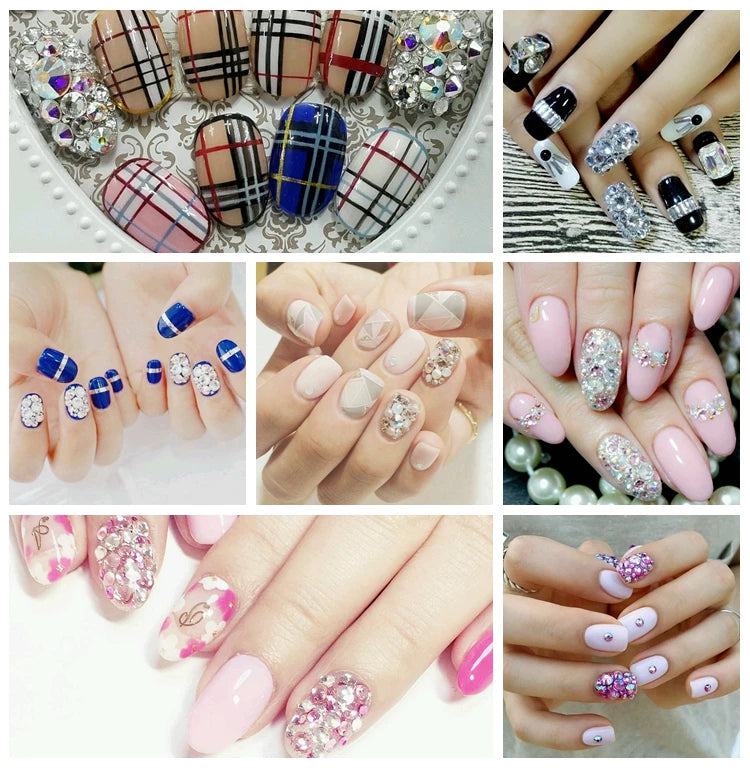 SS3-SS10 1200pcs Mix Sizes Pink/Green/Blue/White Opal Glass Nail Rhinestone Glitter Strass Nail Art Rhinestone Decorations