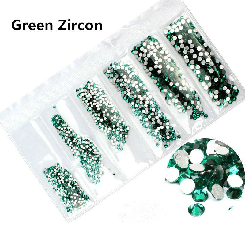 SS3-SS10 1200pcs Mix Sizes Pink/Green/Blue/White Opal Glass Nail Rhinestone Glitter Strass Nail Art Rhinestone Decorations