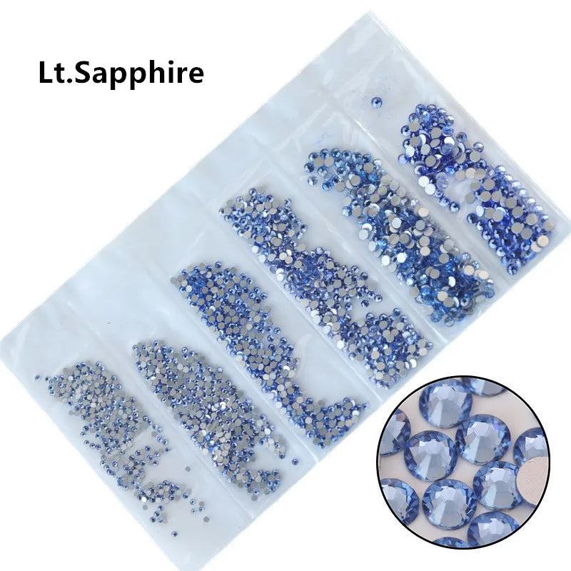 SS3-SS10 1200pcs Mix Sizes Pink/Green/Blue/White Opal Glass Nail Rhinestone Glitter Strass Nail Art Rhinestone Decorations