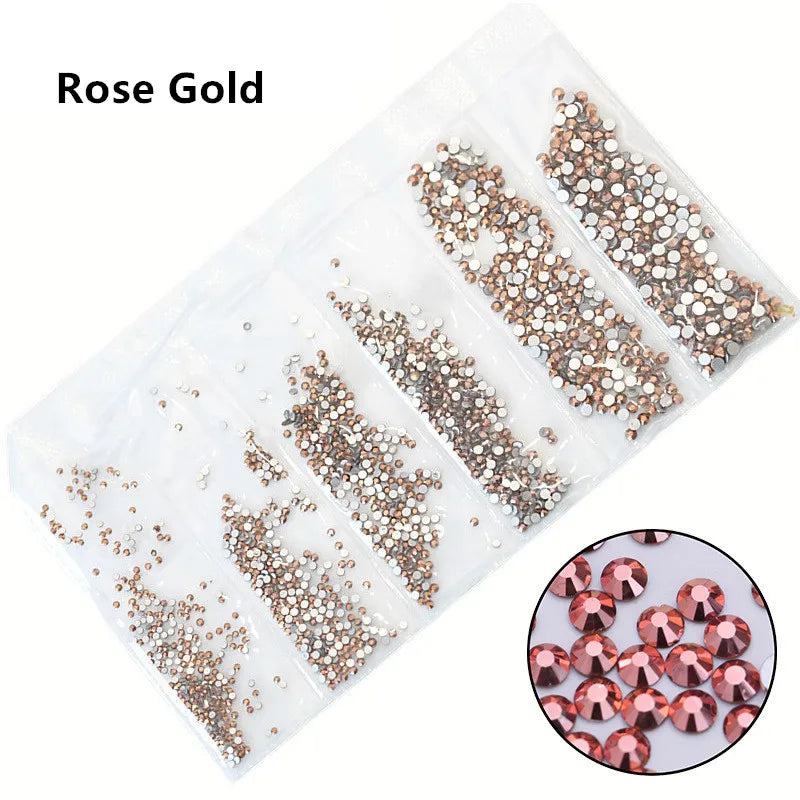 SS3-SS10 1200pcs Mix Sizes Pink/Green/Blue/White Opal Glass Nail Rhinestone Glitter Strass Nail Art Rhinestone Decorations