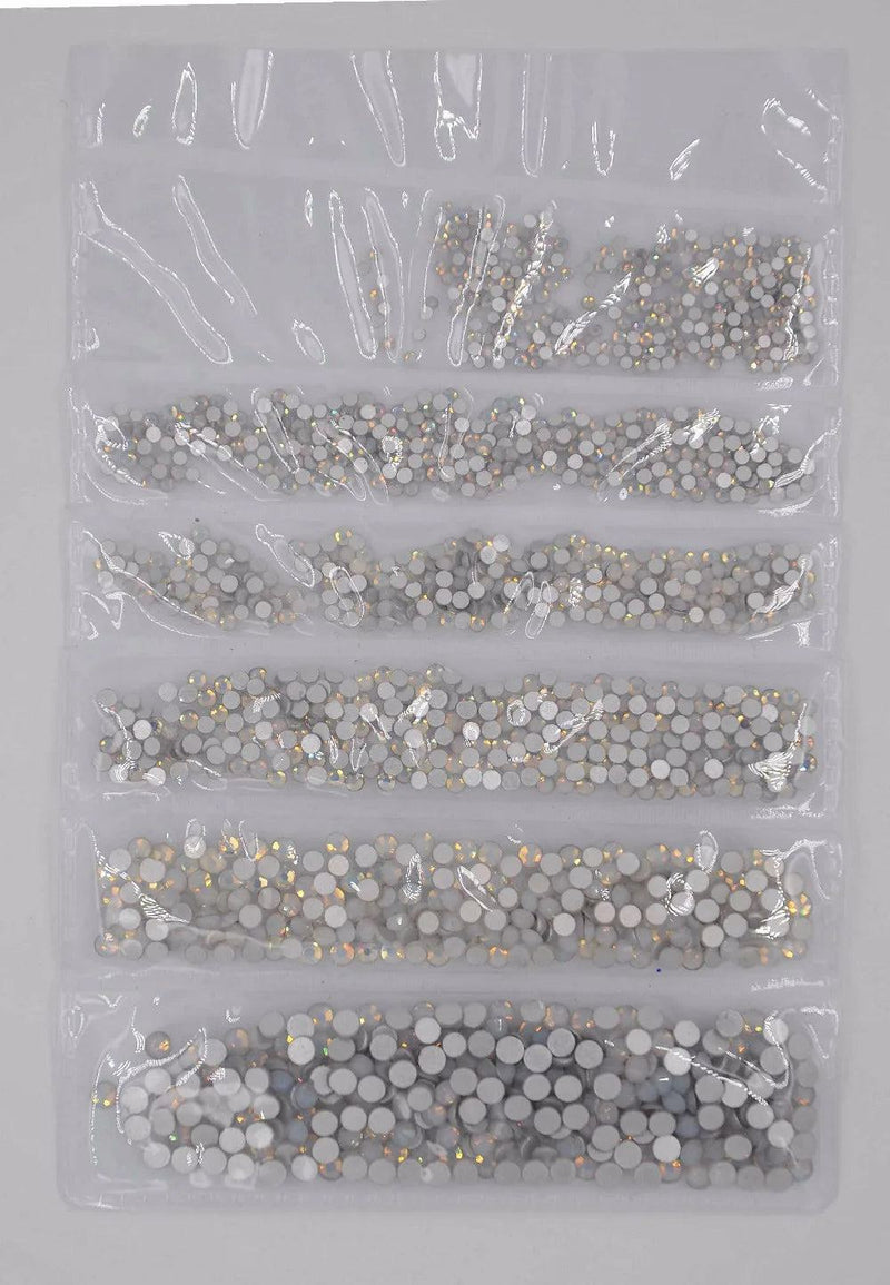 SS3-SS10 1200pcs Mix Sizes Pink/Green/Blue/White Opal Glass Nail Rhinestone Glitter Strass Nail Art Rhinestone Decorations