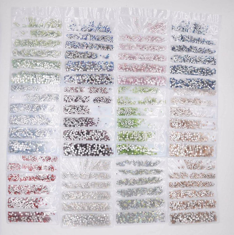 SS3-SS10 1200pcs Mix Sizes Pink/Green/Blue/White Opal Glass Nail Rhinestone Glitter Strass Nail Art Rhinestone Decorations