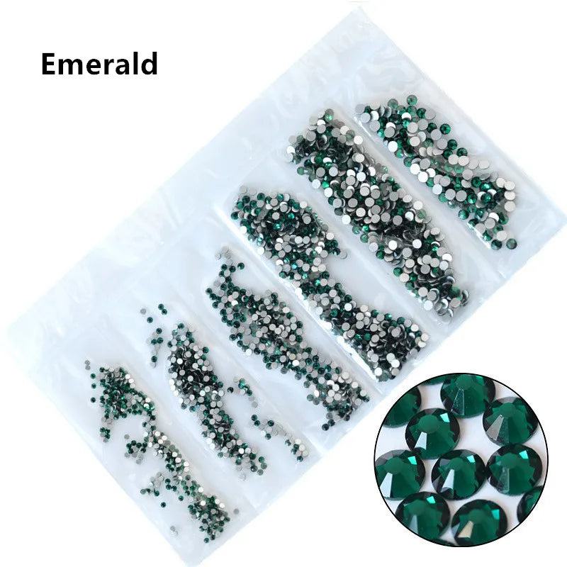 SS3-SS10 1200pcs Mix Sizes Pink/Green/Blue/White Opal Glass Nail Rhinestone Glitter Strass Nail Art Rhinestone Decorations