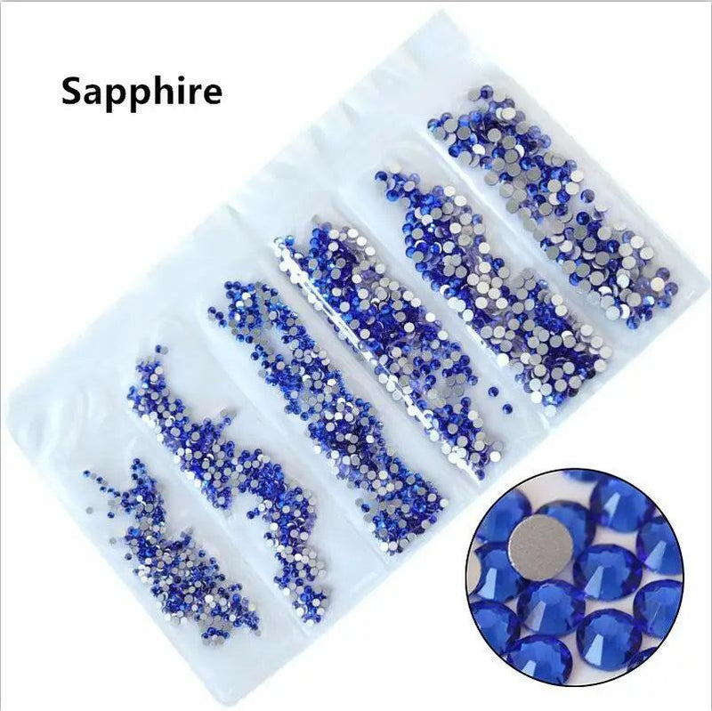 SS3-SS10 1200pcs Mix Sizes Pink/Green/Blue/White Opal Glass Nail Rhinestone Glitter Strass Nail Art Rhinestone Decorations