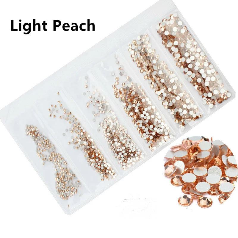 SS3-SS10 1200pcs Mix Sizes Pink/Green/Blue/White Opal Glass Nail Rhinestone Glitter Strass Nail Art Rhinestone Decorations