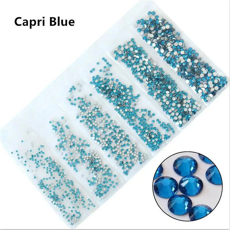 SS3-SS10 1200pcs Mix Sizes Pink/Green/Blue/White Opal Glass Nail Rhinestone Glitter Strass Nail Art Rhinestone Decorations