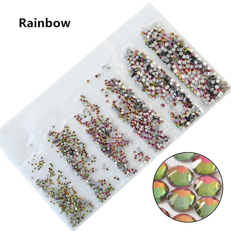 SS3-SS10 1200pcs Mix Sizes Pink/Green/Blue/White Opal Glass Nail Rhinestone Glitter Strass Nail Art Rhinestone Decorations