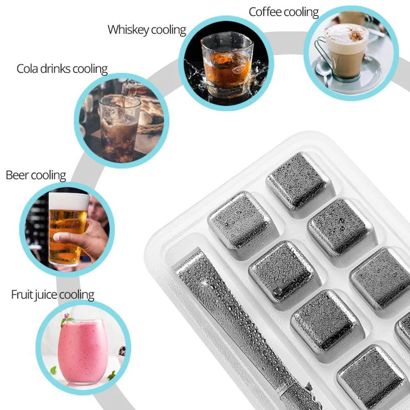 Stainless Steel Ice Cubes, Reusable Chilling Stones for Whiskey Wine, Keep Your Drink Cold Longer, SGS Test Pass - PST PS Tradings