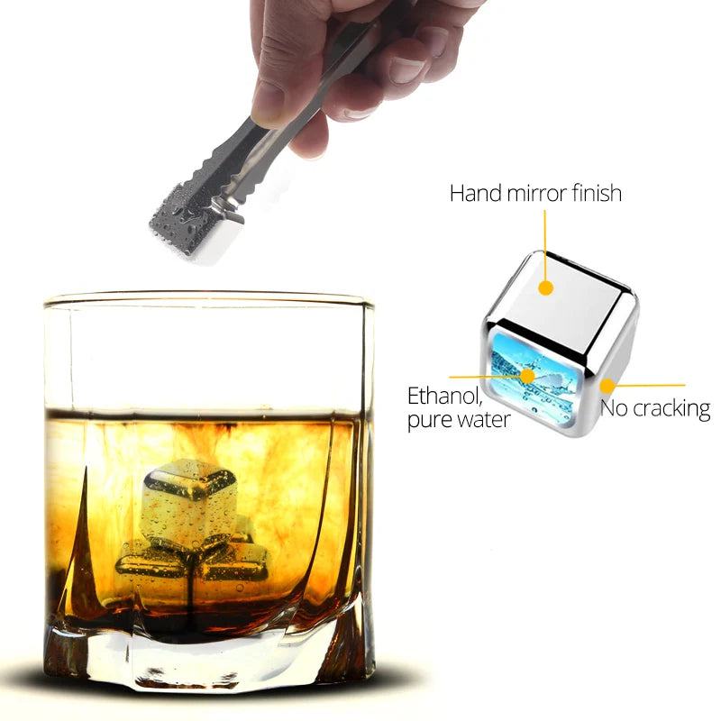 Stainless Steel Ice Cubes, Reusable Chilling Stones for Whiskey Wine, Keep Your Drink Cold Longer, SGS Test Pass - PST PS Tradings