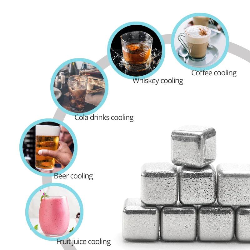 Stainless Steel Ice Cubes, Reusable Chilling Stones for Whiskey Wine, Keep Your Drink Cold Longer, SGS Test Pass - PST PS Tradings