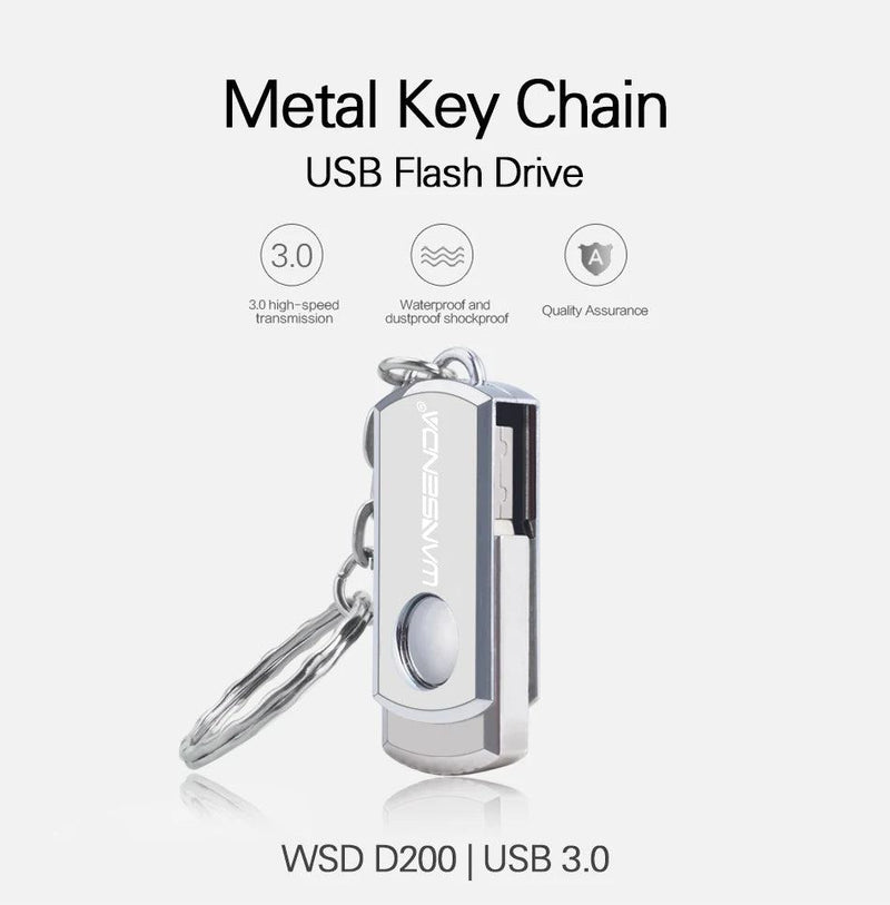 Stainless Steel USB 3.0 USB Flash Drive 256GB 128GB Rotation Pen Drive 16GB 32GB 64GB Pendrive USB Memory Stick with Keychain