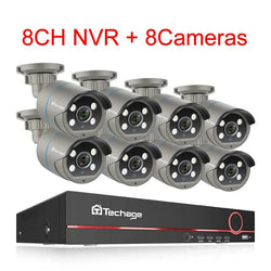 Techage 8CH HD 4MP POE NVR Kit CCTV Security System H.265 Face Detect Outdoor Two-way Audio IP Camera P2P Video Surveillance Set - Property & Safety Tradings