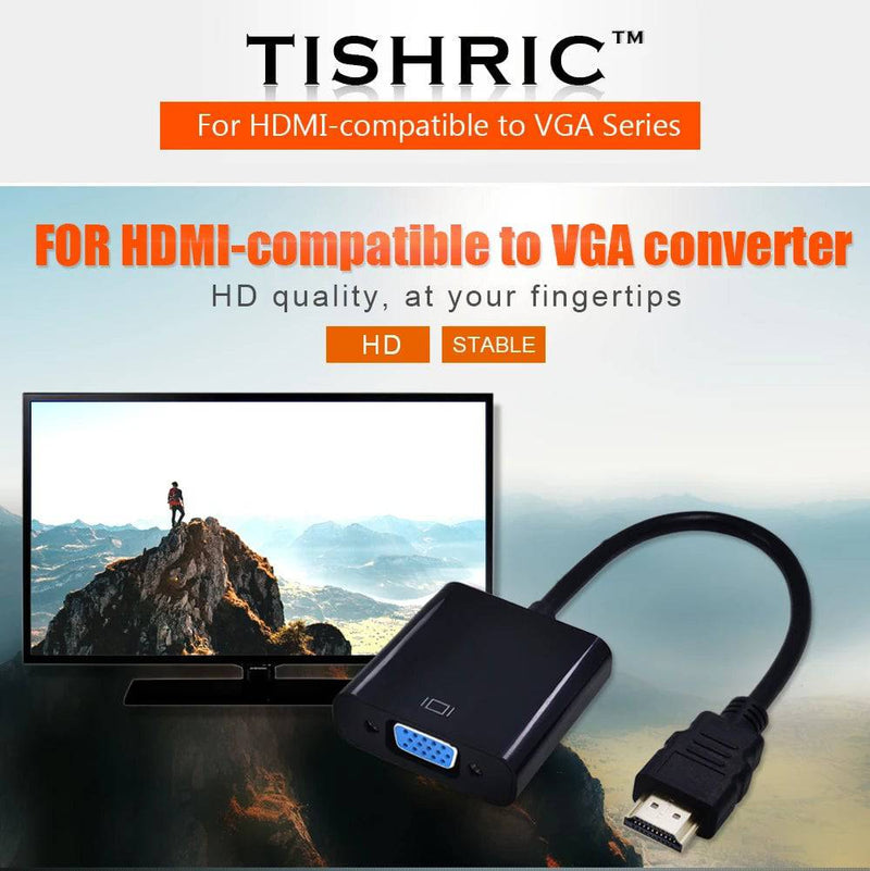 TISHRIC HDMI-compatible TO VGA Adapter 1080P Digital TO Analog Audio Converter Male To Famale For PC Laptop TV Box Projector - Property & Safety Tradings