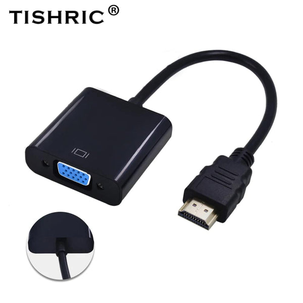 TISHRIC HDMI-compatible TO VGA Adapter 1080P Digital TO Analog Audio Converter Male To Famale For PC Laptop TV Box Projector - Property & Safety Tradings