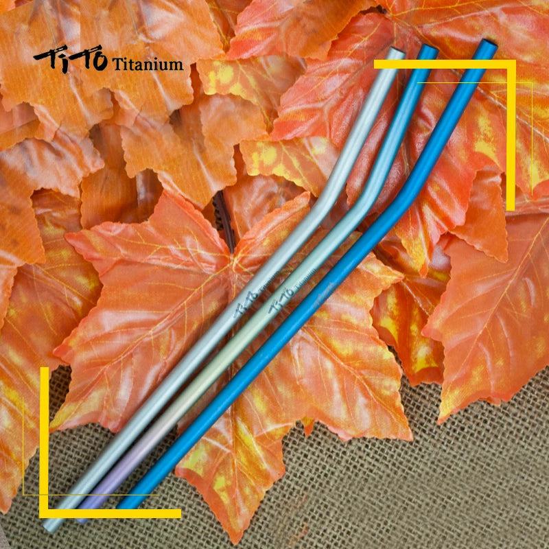 TiTo Titanium Straws With 1 Cleaner Brush Titanium Aolly Bend Straw Kitchen Outdoor Camping Drinking Gift Straws - PST PS Tradings