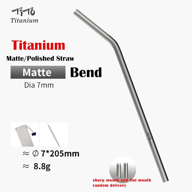 TiTo Titanium Straws With 1 Cleaner Brush Titanium Aolly Bend Straw Kitchen Outdoor Camping Drinking Gift Straws - PST PS Tradings