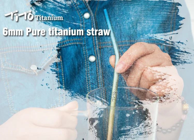 TiTo Titanium Straws With 1 Cleaner Brush Titanium Aolly Bend Straw Kitchen Outdoor Camping Drinking Gift Straws - PST PS Tradings